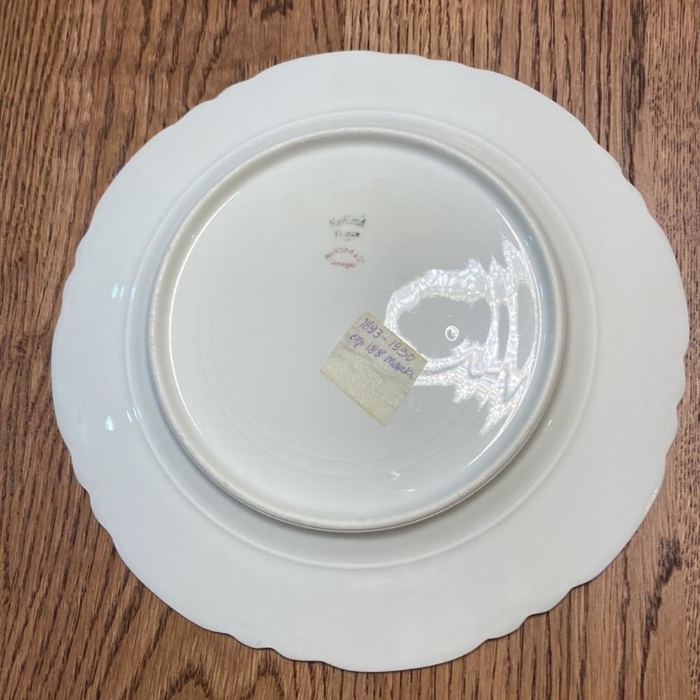 4 Antique Haviland Limoges Luncheon Plates with Pink Apple Blossoms - Picture 4 of 9
